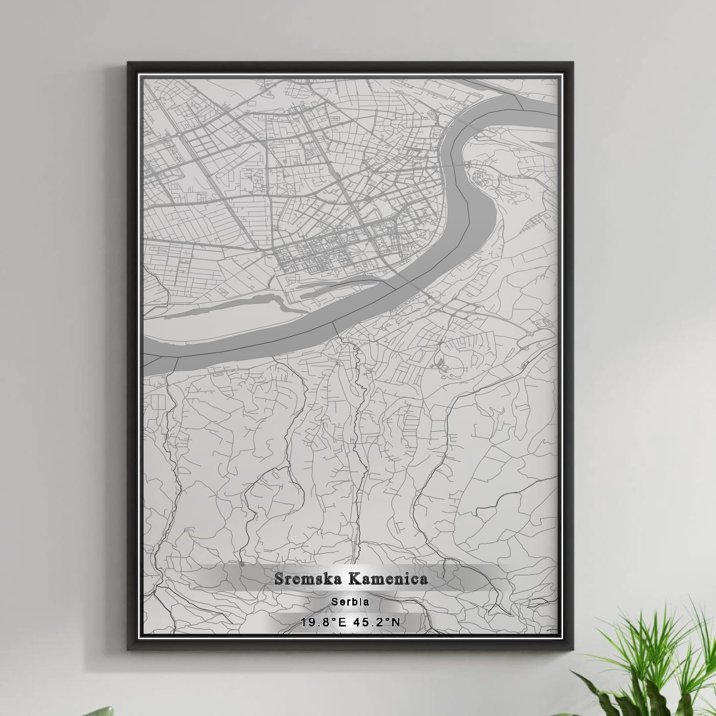 ROAD MAP OF SREMSKA KAMENICA, SERBIA BY MAPBAKES