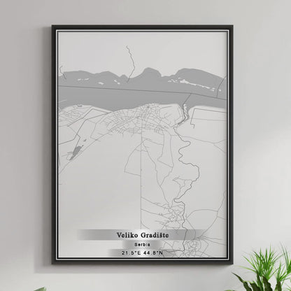 ROAD MAP OF VELIKO GRADIŠTE, SERBIA BY MAPBAKES