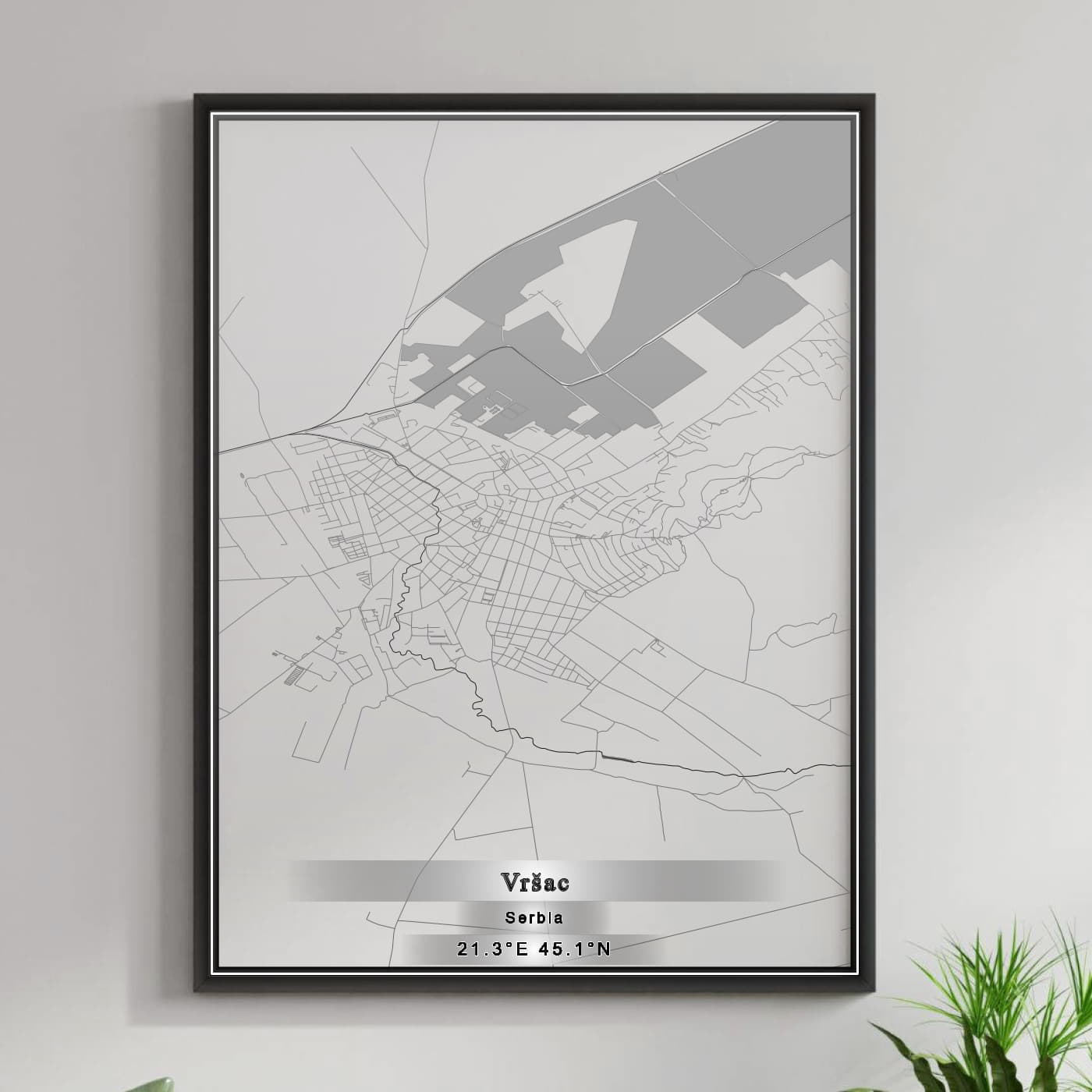 ROAD MAP OF VRŠAC, SERBIA BY MAPBAKES