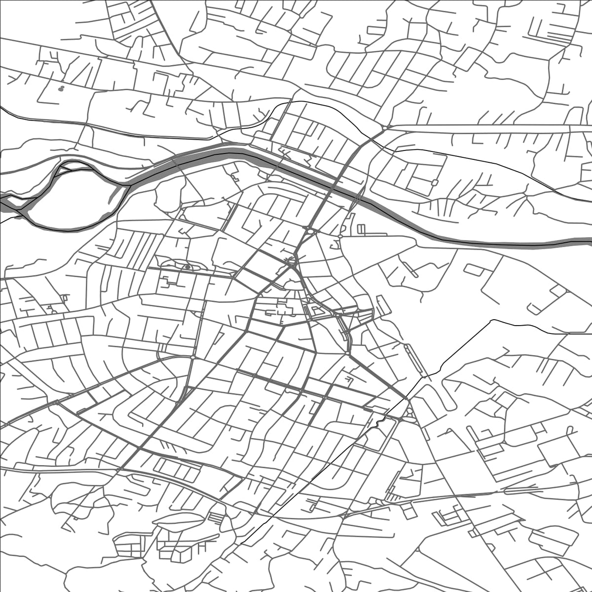 ROAD MAP OF ČAČAK, SERBIA BY MAPBAKES