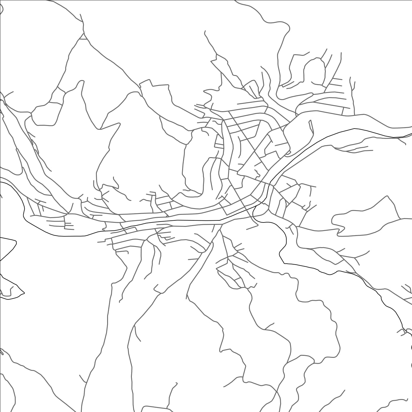 ROAD MAP OF LEBANE, SERBIA BY MAPBAKES