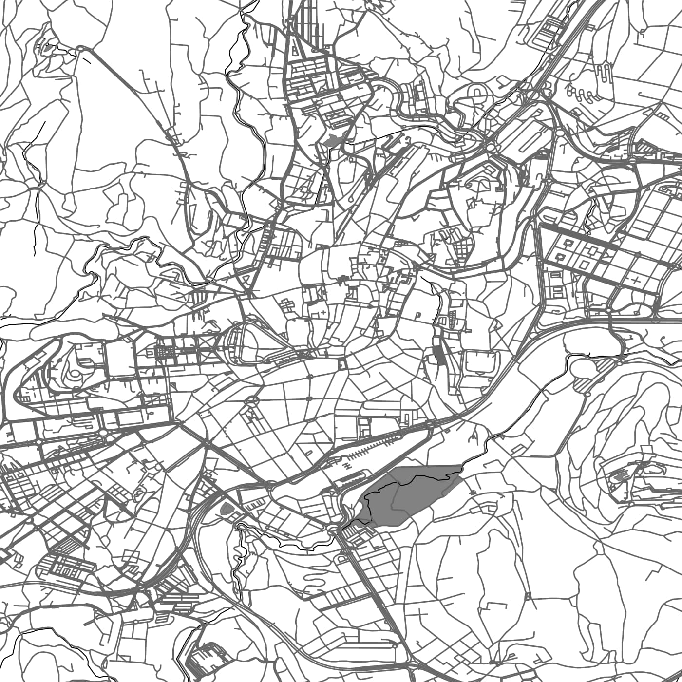 ROAD MAP OF SANTIAGO DE COMPOSTELA, SPAIN BY MAPAKES