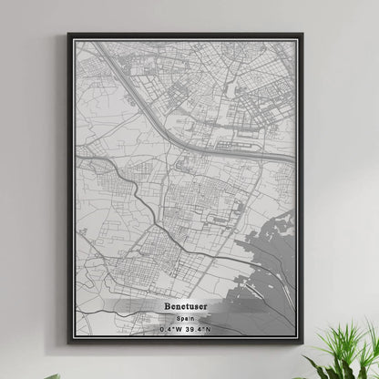 ROAD MAP OF BENETUSER, SPAIN BY MAPAKES