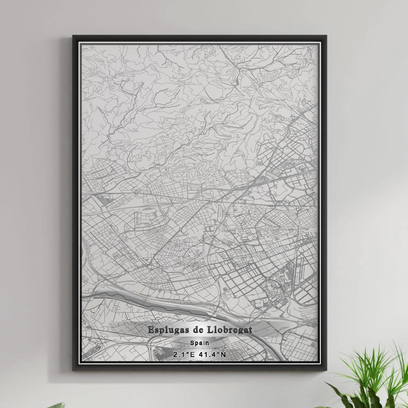 ROAD MAP OF ESPLUGAS DE LLOBREGAT, SPAIN BY MAPAKES