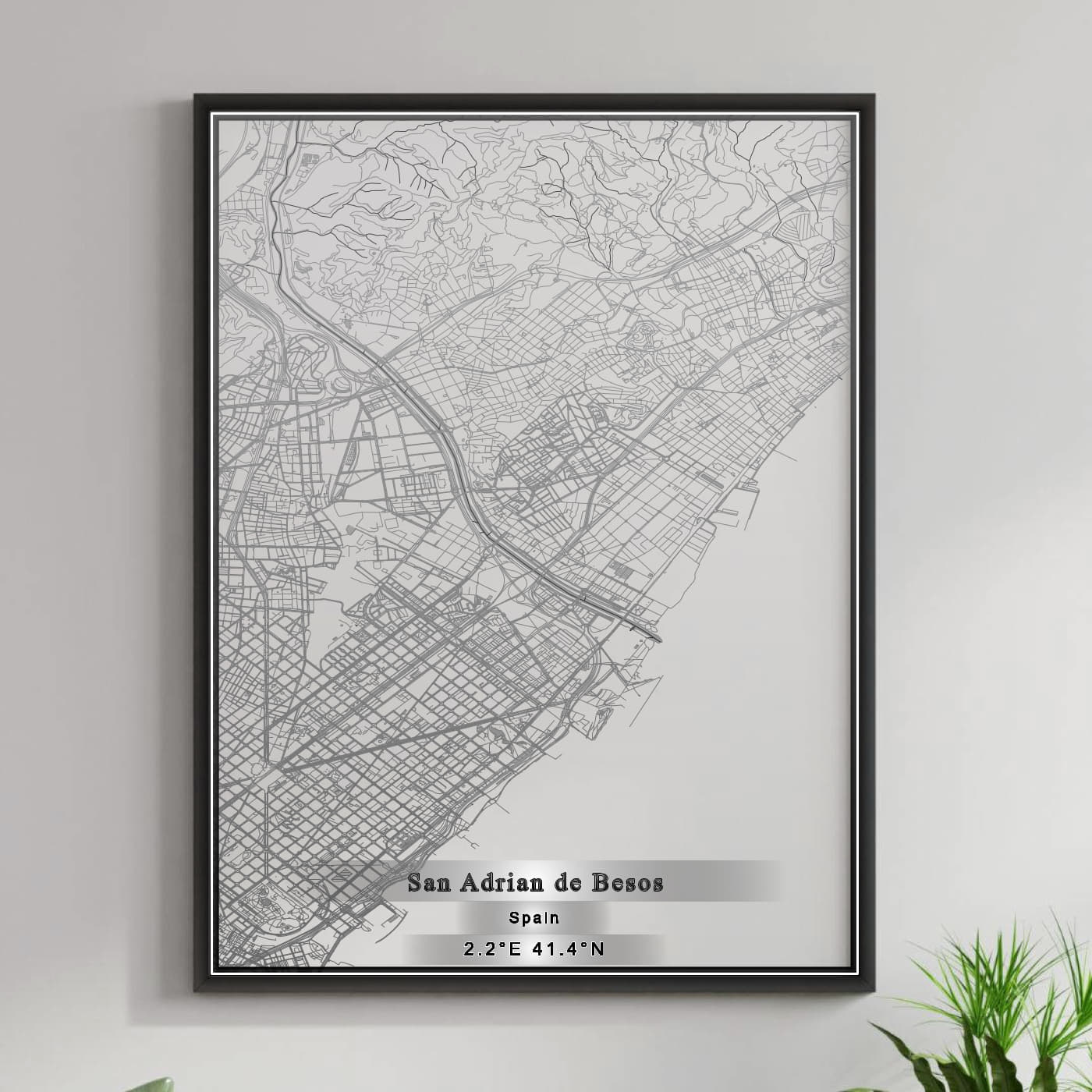 ROAD MAP OF SAN ADRIAN DE BESOS, SPAIN BY MAPAKES