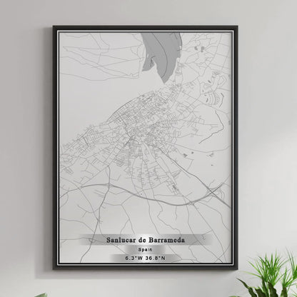 ROAD MAP OF SANLUCAR DE BARRAMEDA, SPAIN BY MAPAKES