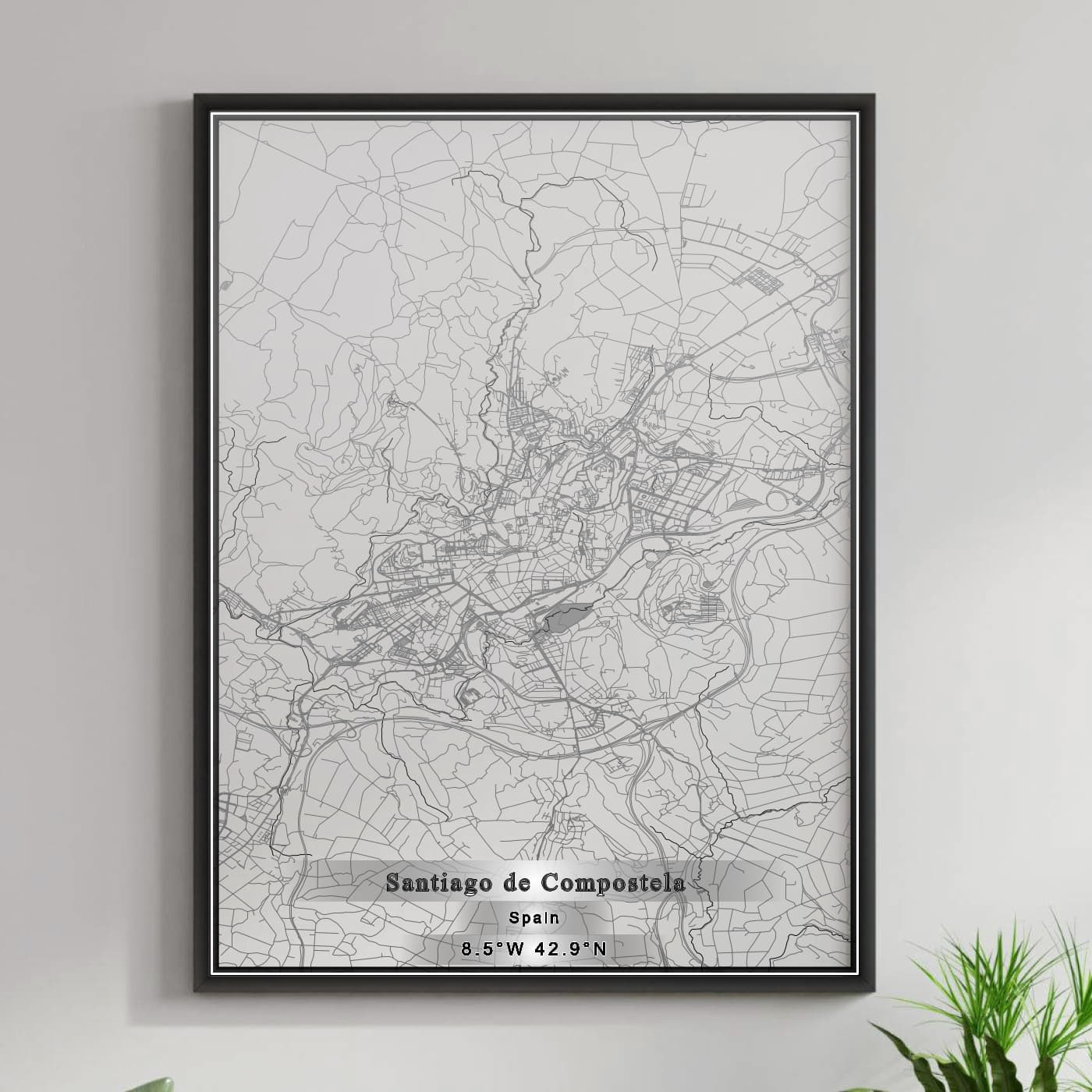 ROAD MAP OF SANTIAGO DE COMPOSTELA, SPAIN BY MAPAKES