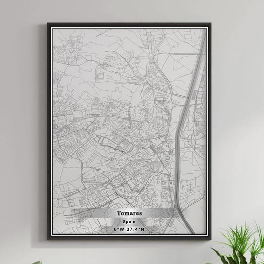 ROAD MAP OF TOMARES, SPAIN BY MAPAKES