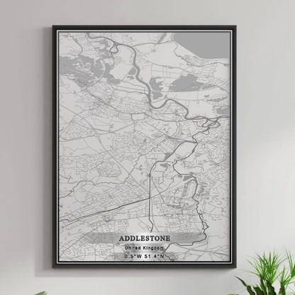 ROAD MAP OF ADDLESTONE, UNITED KINGDOM BY MAPBAKES