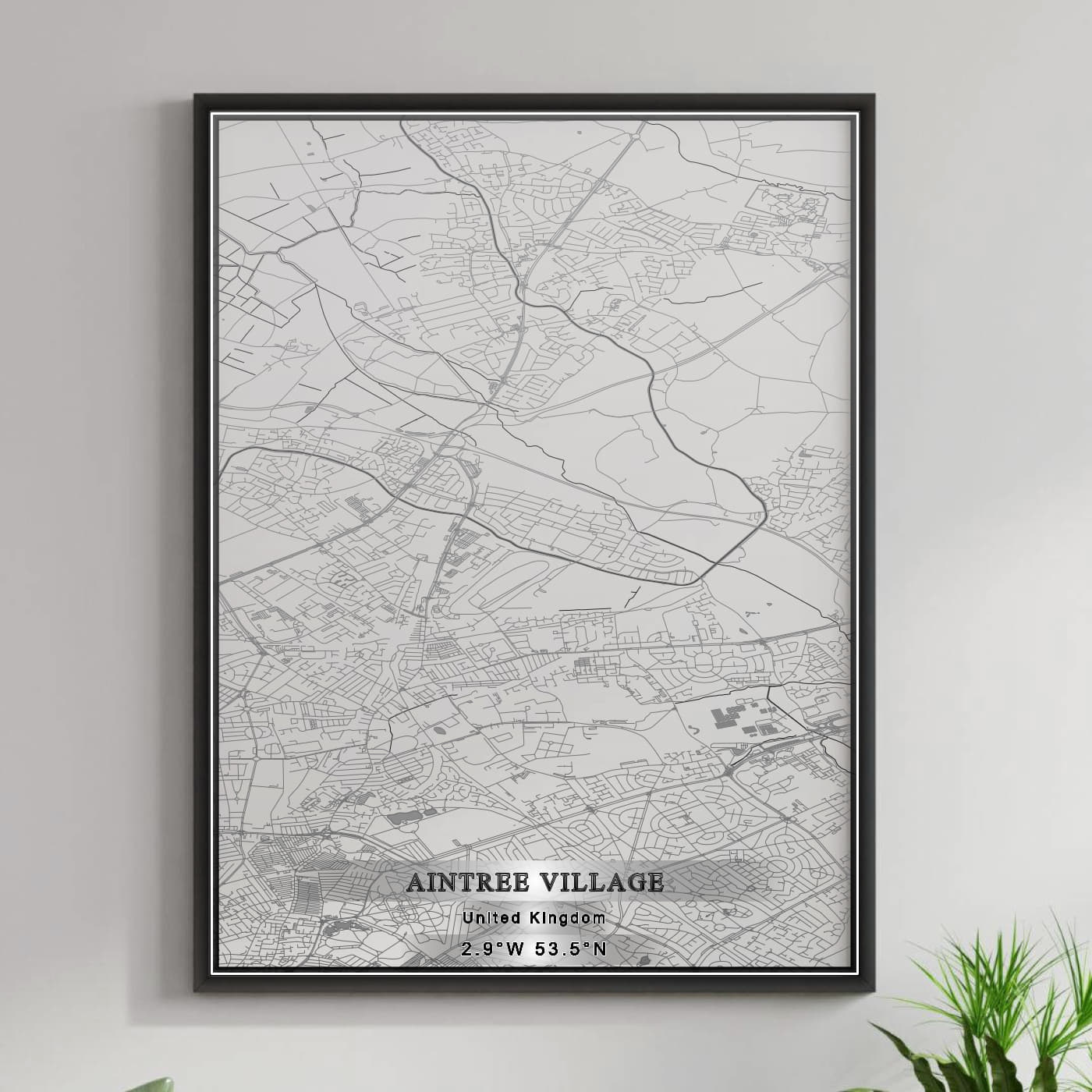 ROAD MAP OF AINTREE VILLAGE, UNITED KINGDOM BY MAPBAKES