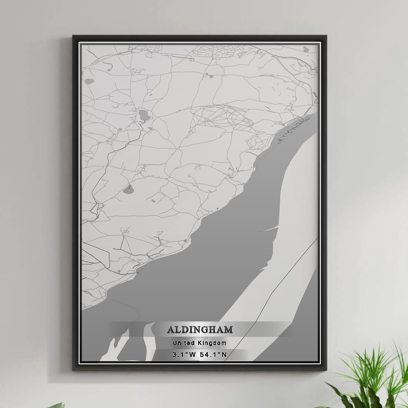 ROAD MAP OF ALDINGHAM, UNITED KINGDOM BY MAPBAKES