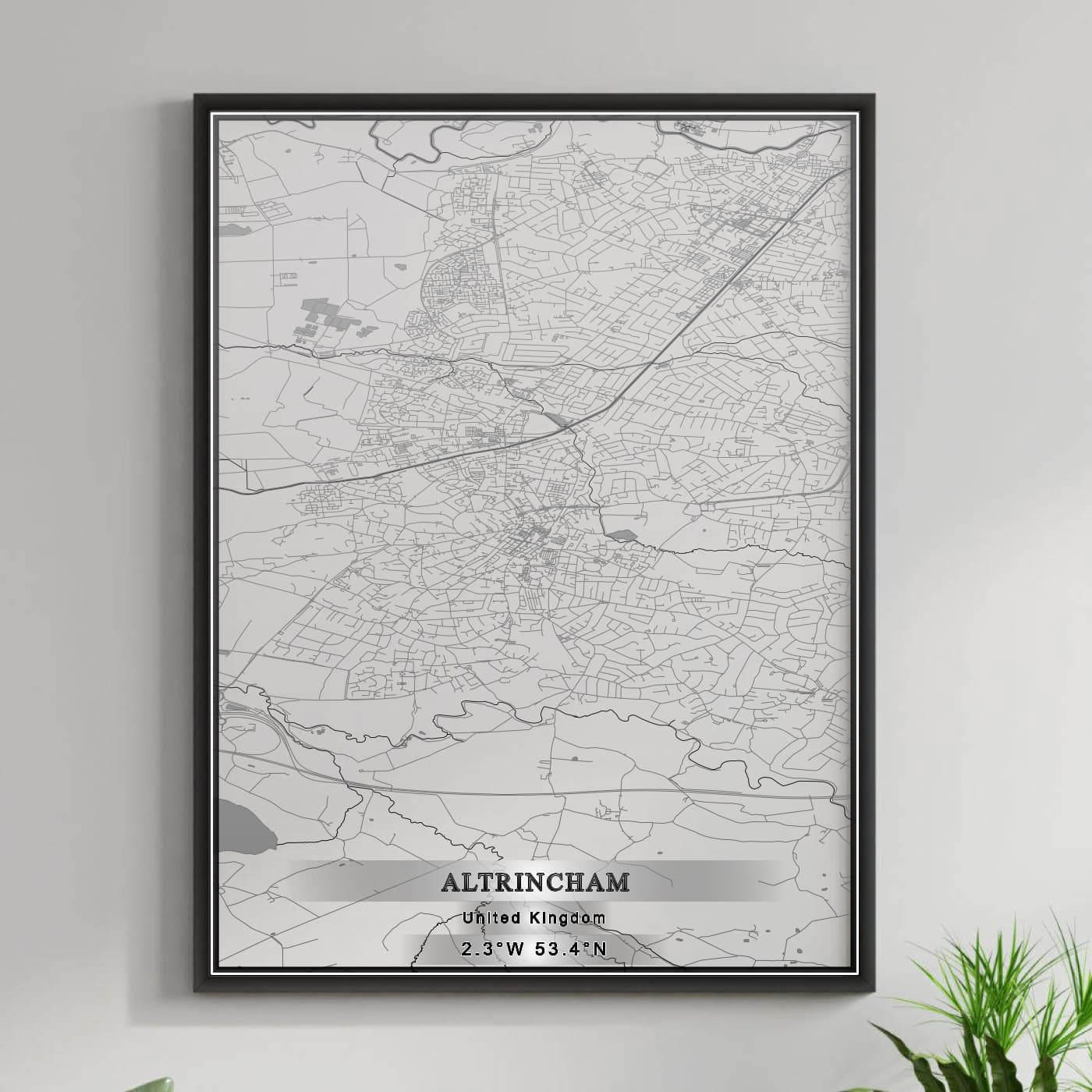 ROAD MAP OF ALTRINCHAM, UNITED KINGDOM BY MAPBAKES