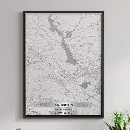 ROAD MAP OF ANDERTON, UNITED KINGDOM BY MAPBAKES