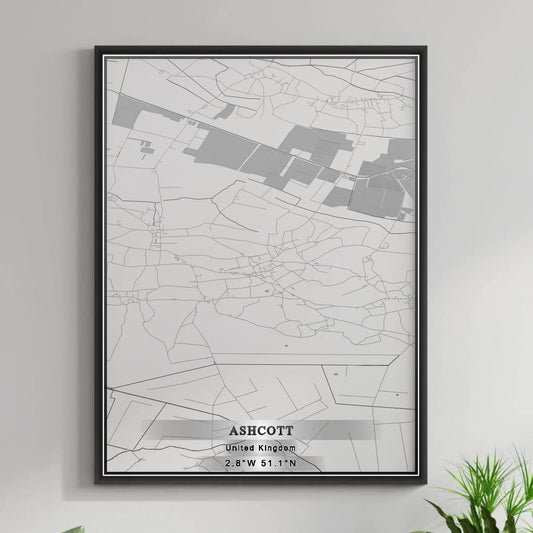 ROAD MAP OF ASHCOTT, UNITED KINGDOM BY MAPBAKES