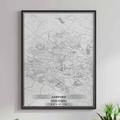 ROAD MAP OF ASHFORD, UNITED KINGDOM BY MAPBAKES