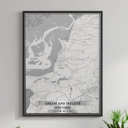 ROAD MAP OF ASKAM AND IRELETH, UNITED KINGDOM BY MAPBAKES