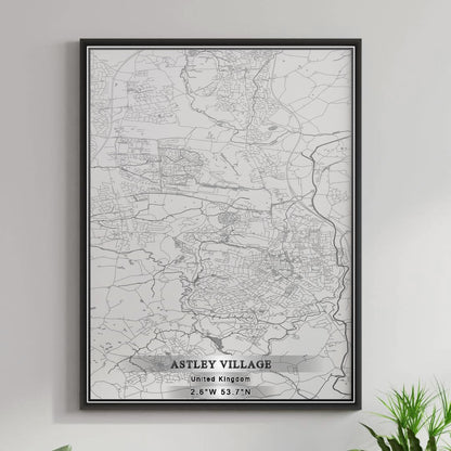 ROAD MAP OF ASTLEY VILLAGE, UNITED KINGDOM BY MAPBAKES