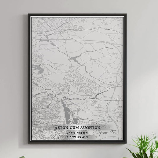 ROAD MAP OF ASTON CUM AUGHTON, UNITED KINGDOM BY MAPBAKES