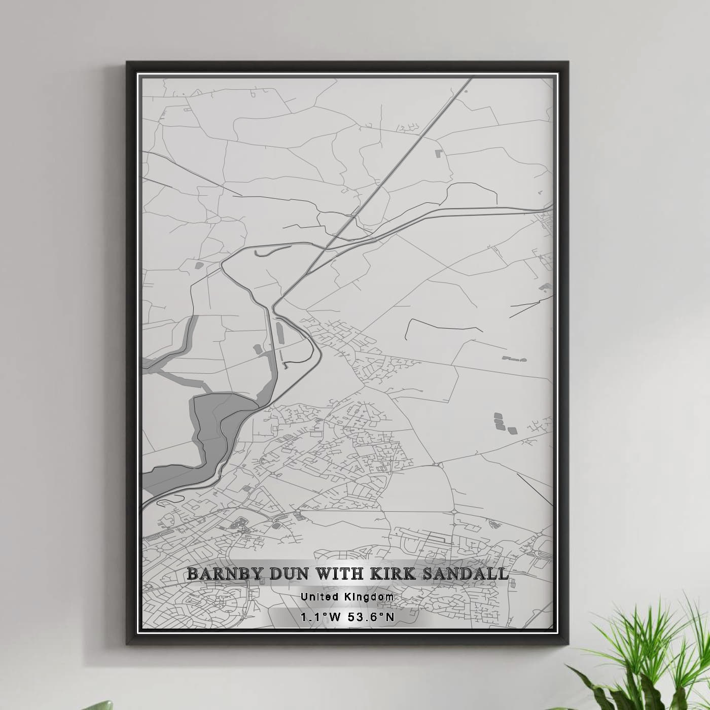 ROAD MAP OF BARNBY DUN WITH KIRK SANDALL, UNITED KINGDOM BY MAPBAKES