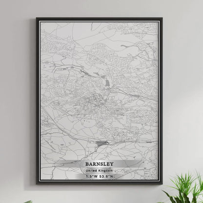 ROAD MAP OF BARNSLEY, UNITED KINGDOM BY MAPBAKES