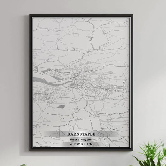 ROAD MAP OF BARNSTAPLE, UNITED KINGDOM BY MAPBAKES