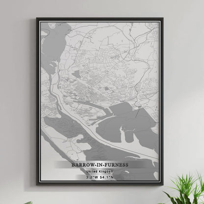 ROAD MAP OF BARROW-IN-FURNESS, UNITED KINGDOM BY MAPBAKES