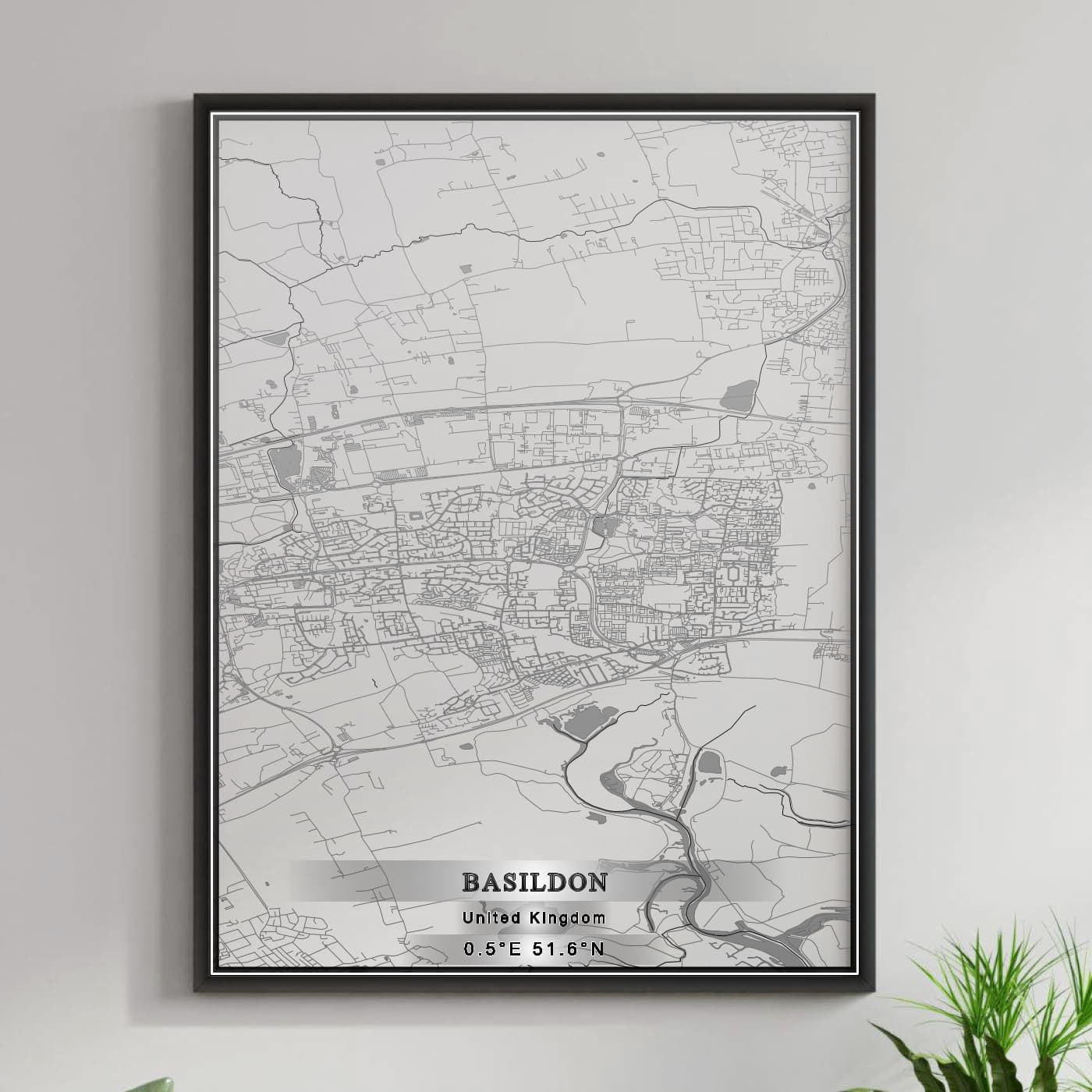 ROAD MAP OF BASILDON, UNITED KINGDOM BY MAPBAKES