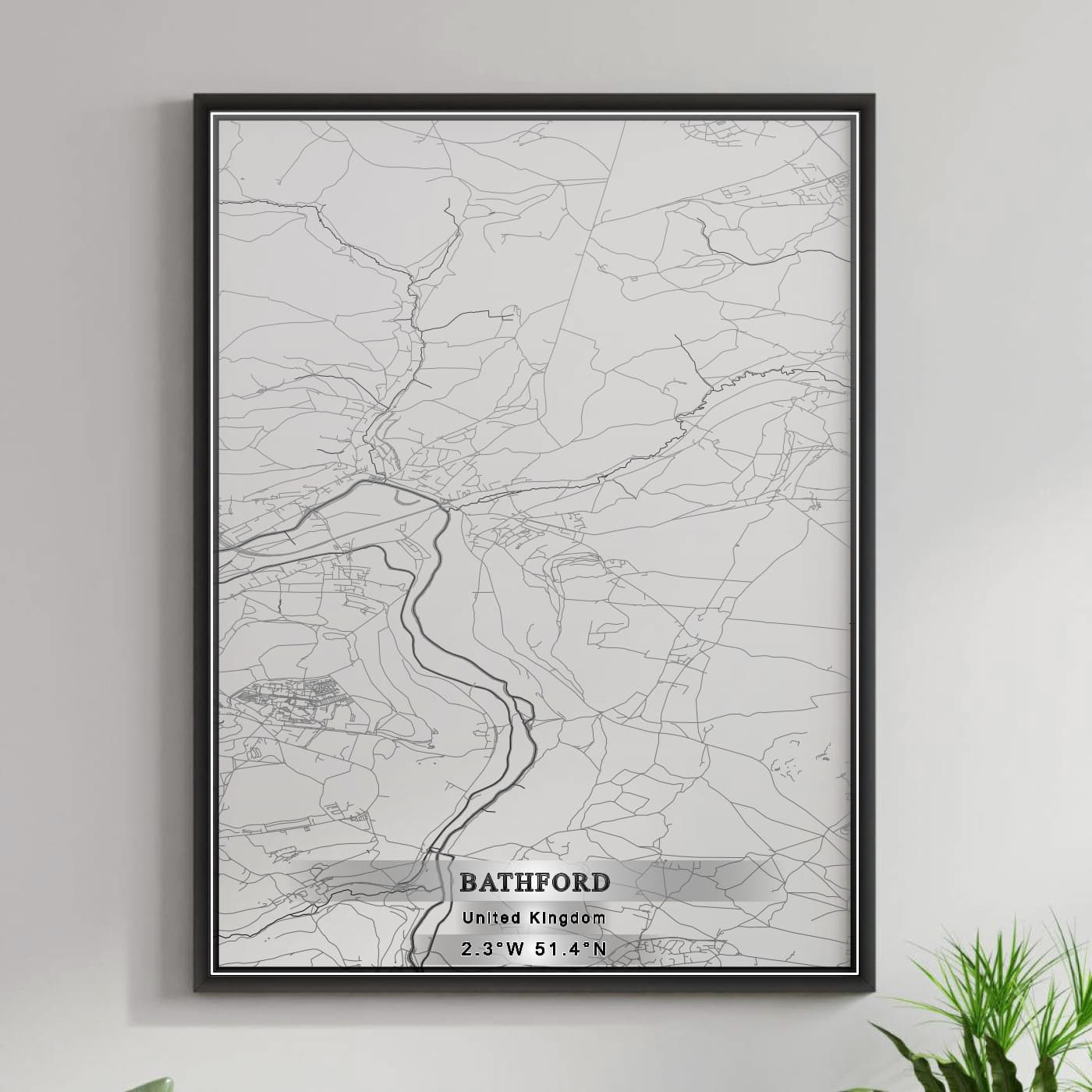 ROAD MAP OF BATHFORD, UNITED KINGDOM BY MAPBAKES