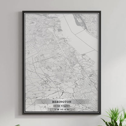 ROAD MAP OF BEBINGTON, UNITED KINGDOM BY MAPBAKES