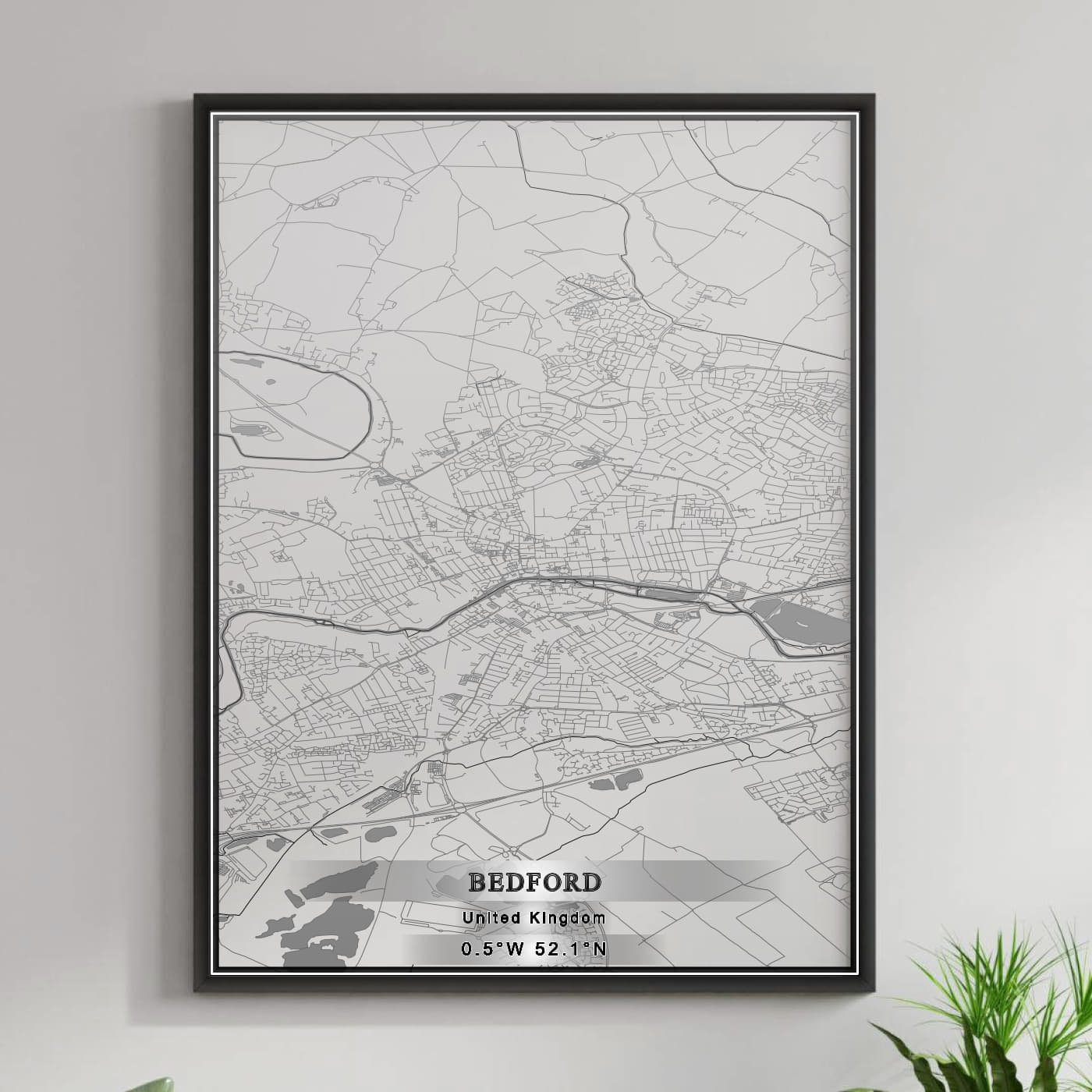 ROAD MAP OF BEDFORD, UNITED KINGDOM BY MAPBAKES