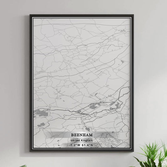 ROAD MAP OF BEENHAM, UNITED KINGDOM BY MAPBAKES