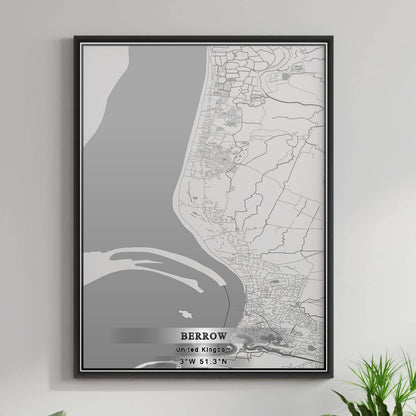 ROAD MAP OF BERROW, UNITED KINGDOM BY MAPBAKES