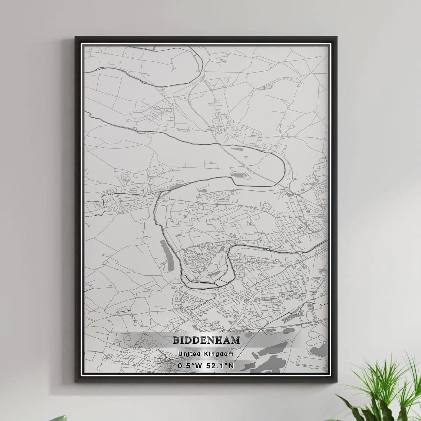 ROAD MAP OF BIDDENHAM, UNITED KINGDOM BY MAPBAKES