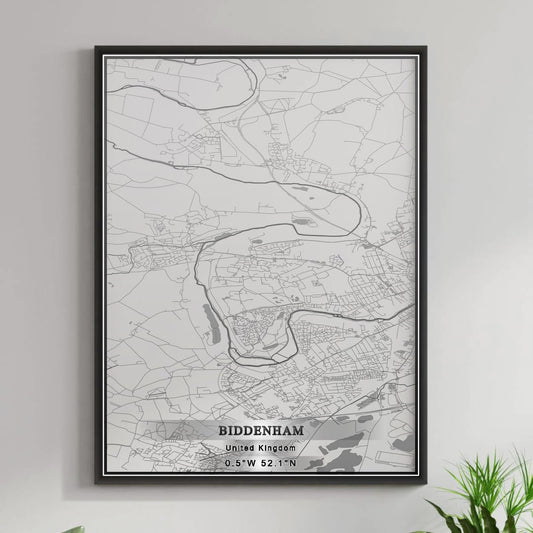 ROAD MAP OF BIDDENHAM, UNITED KINGDOM BY MAPBAKES