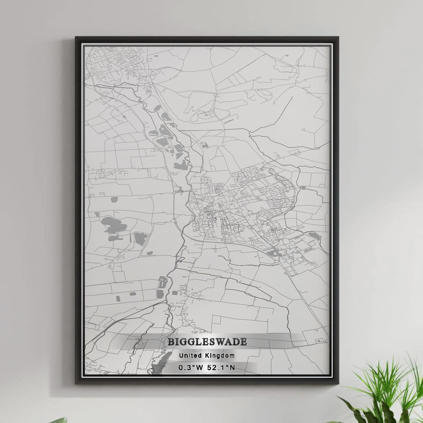 ROAD MAP OF BIGGLESWADE, UNITED KINGDOM BY MAPBAKES