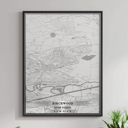 ROAD MAP OF BIRCHWOOD, UNITED KINGDOM BY MAPBAKES