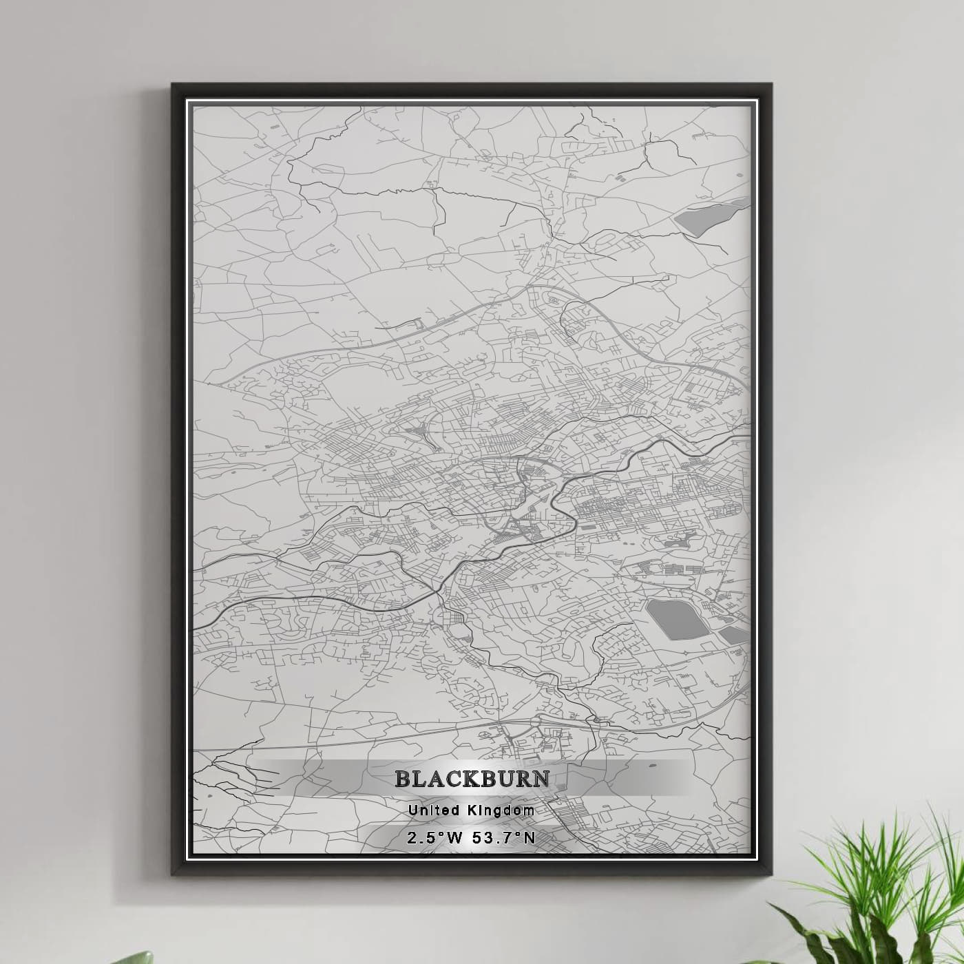 ROAD MAP OF BLACKBURN, UNITED KINGDOM BY MAPBAKES