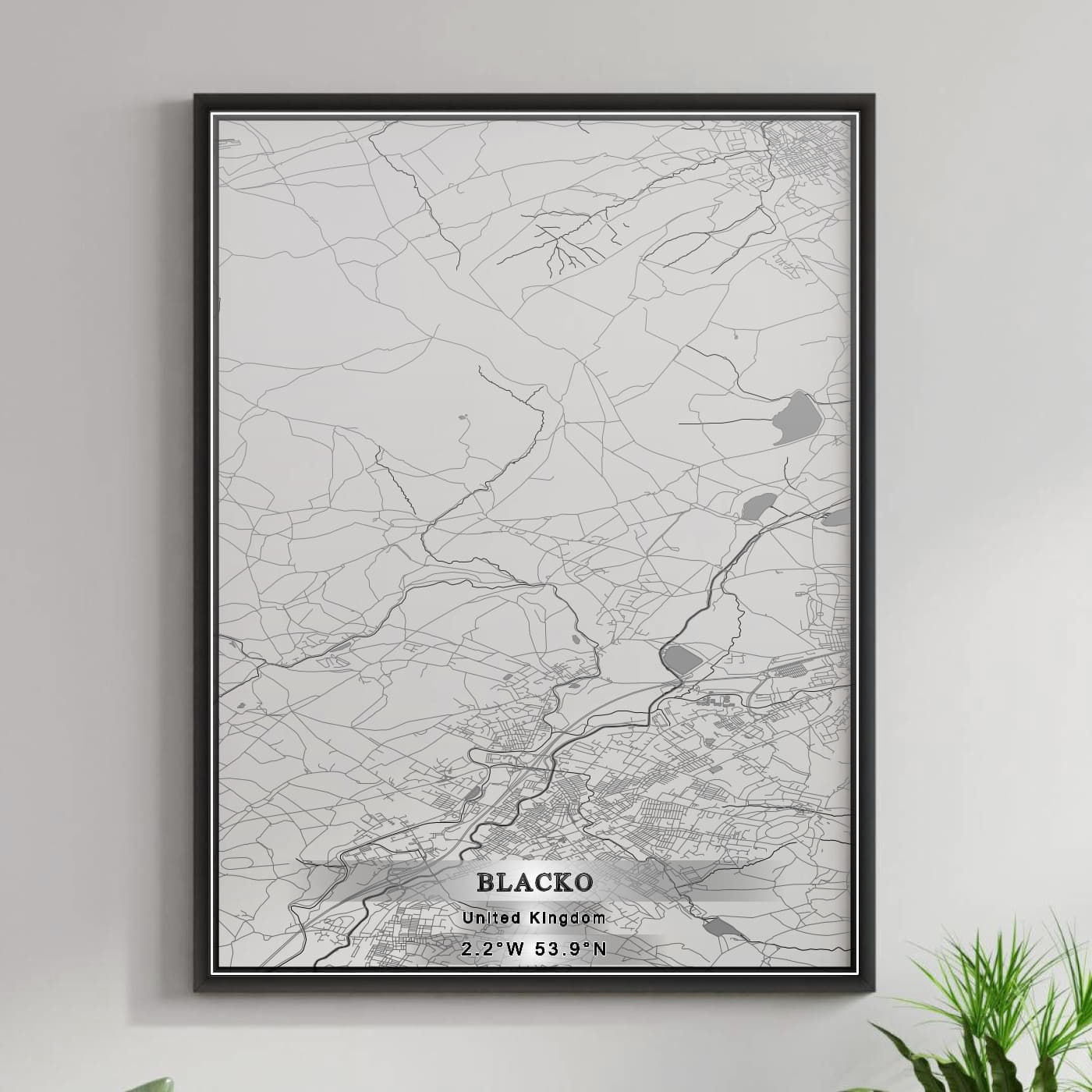 ROAD MAP OF BLACKO, UNITED KINGDOM BY MAPBAKES