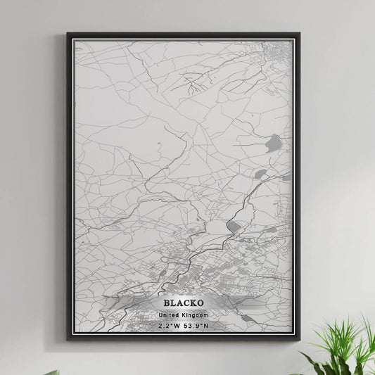 ROAD MAP OF BLACKO, UNITED KINGDOM BY MAPBAKES