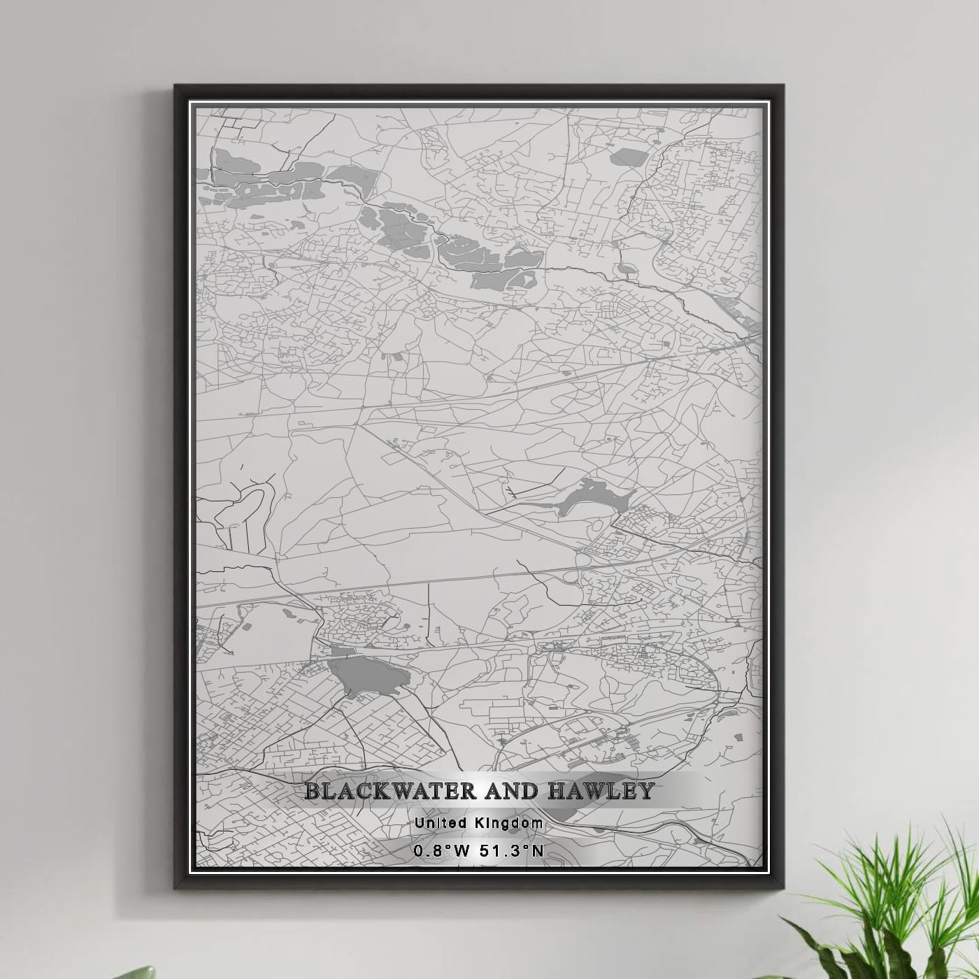 ROAD MAP OF BLACKWATER AND HAWLEY, UNITED KINGDOM BY MAPBAKES