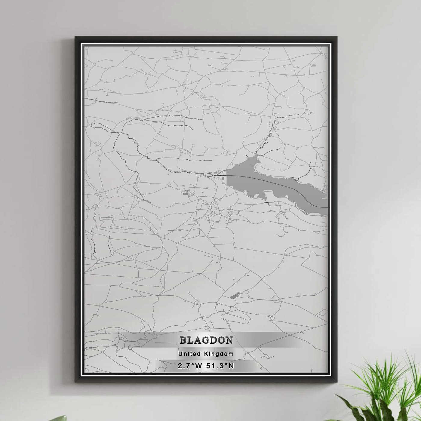 ROAD MAP OF BLAGDON, UNITED KINGDOM BY MAPBAKES