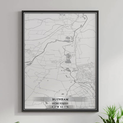 ROAD MAP OF BLUNHAM, UNITED KINGDOM BY MAPBAKES