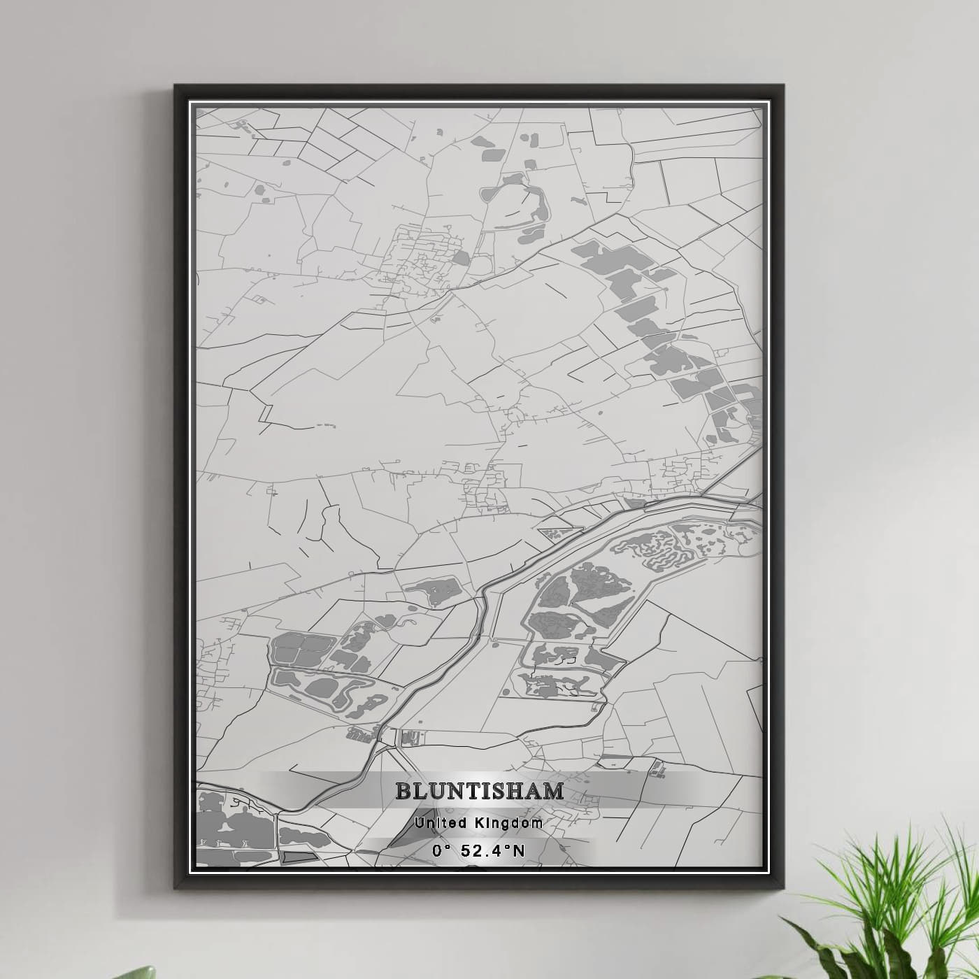 ROAD MAP OF BLUNTISHAM, UNITED KINGDOM BY MAPBAKES