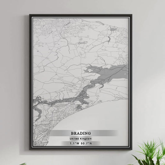 ROAD MAP OF BRADING, UNITED KINGDOM BY MAPBAKES