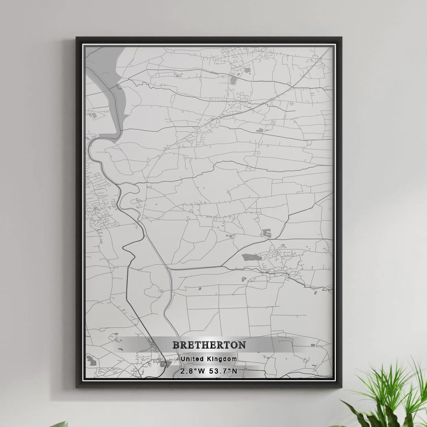 ROAD MAP OF BRETHERTON, UNITED KINGDOM BY MAPBAKES