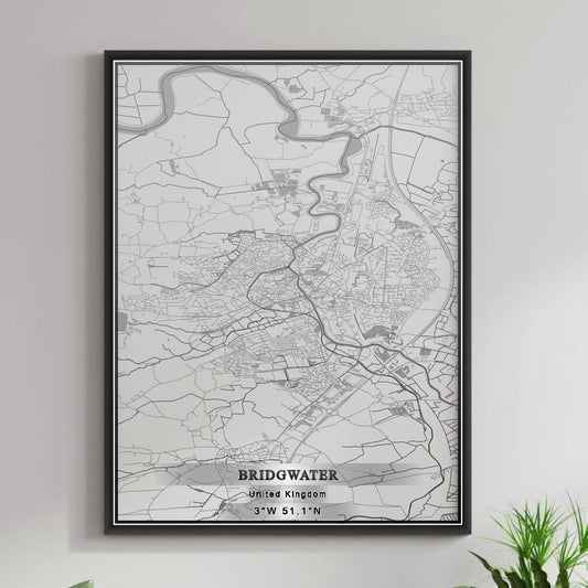 ROAD MAP OF BRIDGWATER, UNITED KINGDOM BY MAPBAKES