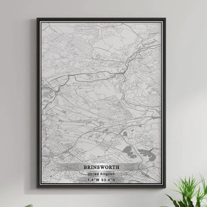 ROAD MAP OF BRINSWORTH, UNITED KINGDOM BY MAPBAKES