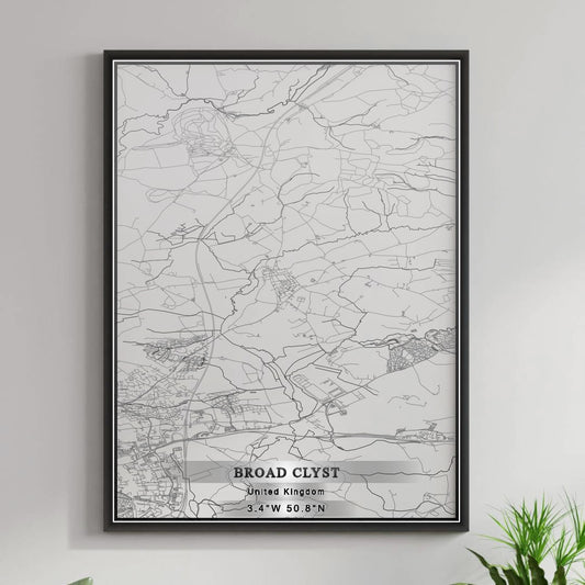 ROAD MAP OF BROAD CLYST, UNITED KINGDOM BY MAPBAKES