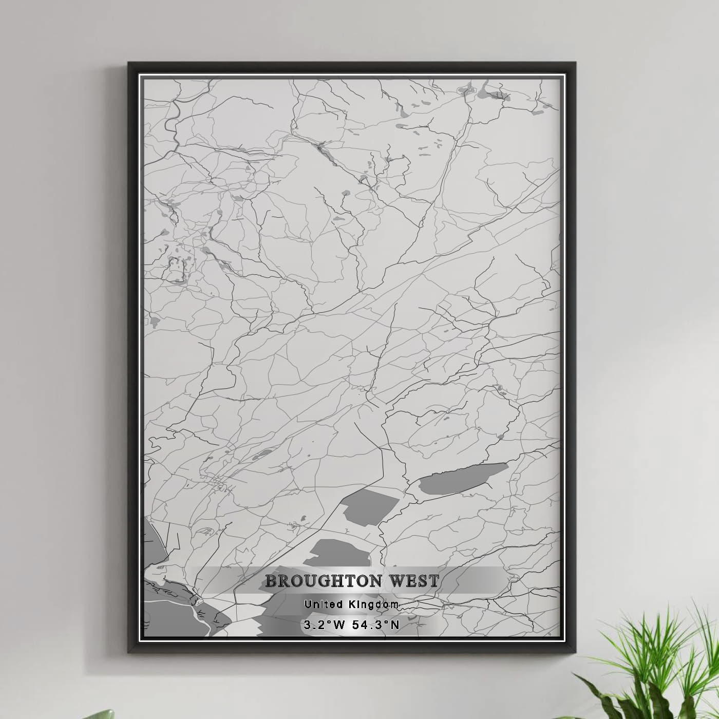 ROAD MAP OF BROUGHTON WEST, UNITED KINGDOM BY MAPBAKES