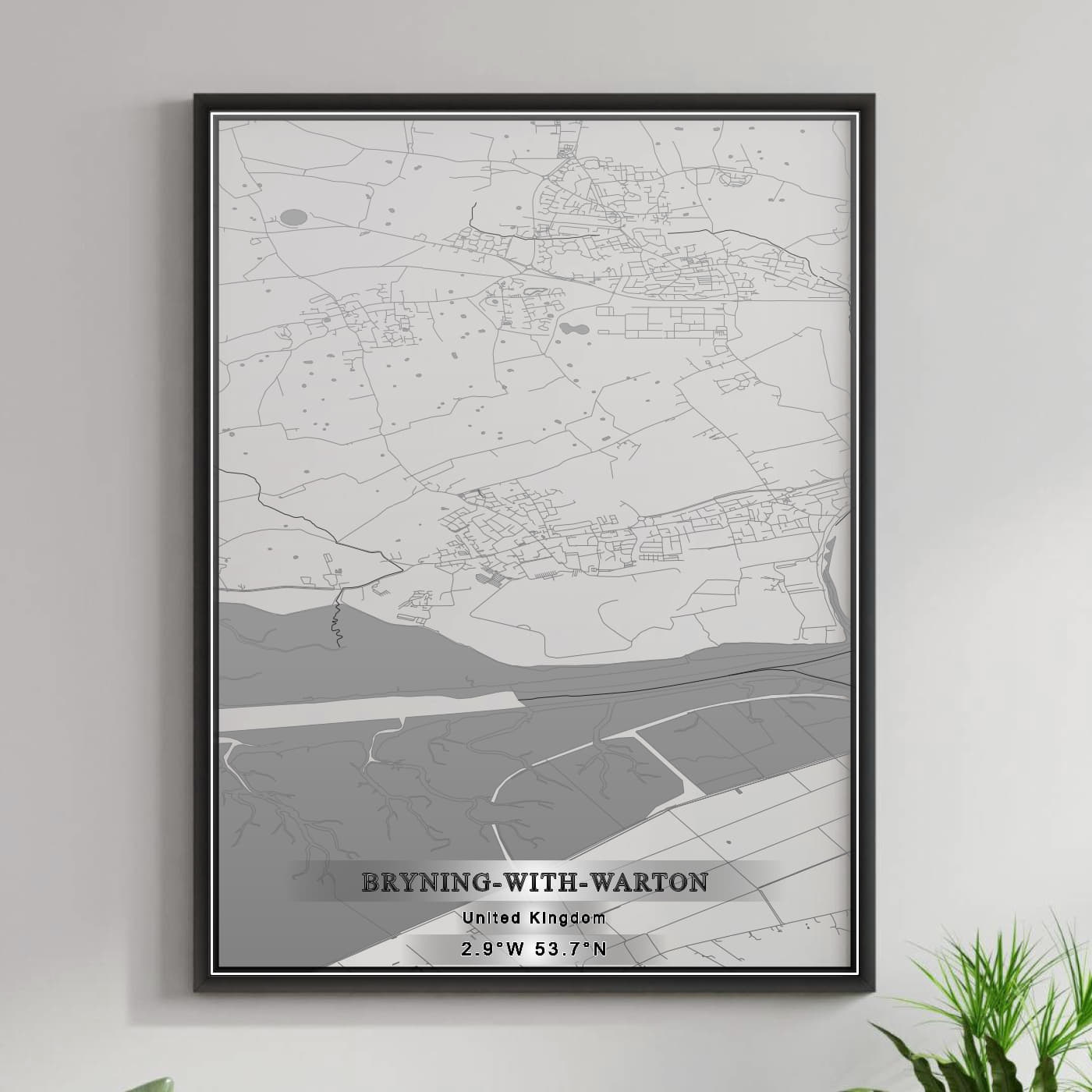 ROAD MAP OF BRYNING-WITH-WARTON, UNITED KINGDOM BY MAPBAKES